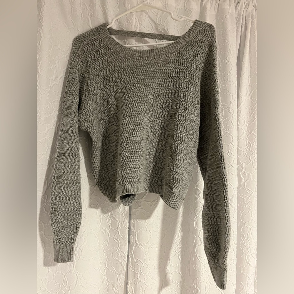 Gray Hollister Open Back Sweater